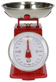 Retro keukenweegschaal, metaal, rood, 1 kg