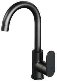 Brauer BlackEdition Wastafelmengkraan opbouw - hoog - draaibaar - ronde uitloop - model C - mat zwart 5-S-003-R1