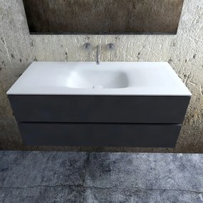 Zaro Valencia Solid Surface badmeubel 120cm mat antraciet zonder kraangat spoelbak midden