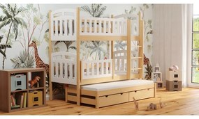 Kinderen Wit  Massief houten driedubbel stapelbed Noah - voor kinderen kinderen junior 5059914055663 Children's Beds Home, 160x80, Geen, 11 cm schuim/