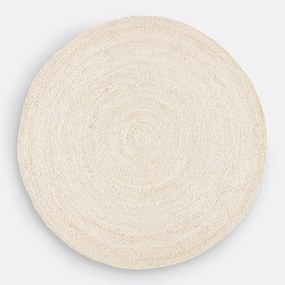 Rond vloerkleed in gebleekte jute, Aftas