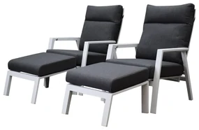 Vegas lounge balkonset 4 delig verstelbaar wit aluminium