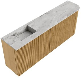 Mondiaz Joya DLux 110cm toiletmeubel ronding rechts oak met wastafel faye links zonder kraangat glace