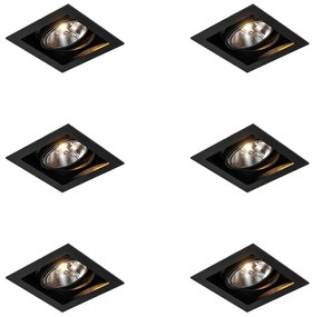 Set van 6 Moderne inbouwspot zwart 18 cm verstelbaar - Artemis 111