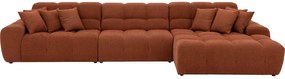 Goossens Excellent Bank Kubus - 40 X 40 Cm Stiksel bruin, stof, 1,5-zits, modern design met chaise longue rechts