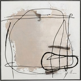 Abstract Schilderij Beige Zwart