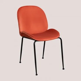 Set van 4 fluwelen stoelen Pary Rood – baksteen & Zwart - Sklum