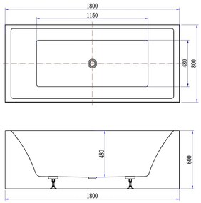 Best Design Strack vrijstaand bad 180 x 80 x 60cm