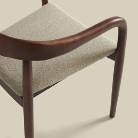 Eetkamerstoel Walnoot Hout Met Beige Zitting