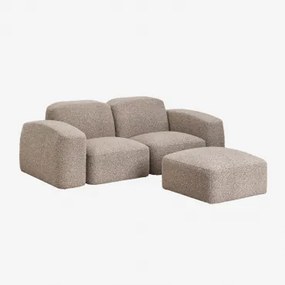Bastian 2-delige Modulaire Bank En Poef Bouclé Mokkabruin - Sklum