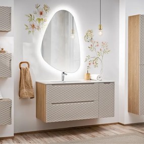 Comad Ocean Beige badmeubel 120cm met 30cm deur en wastafel wit glans