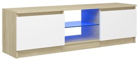 vidaXL Tv-meubel met LED-verlichting 120x30x35,5 cm wit sonoma eiken