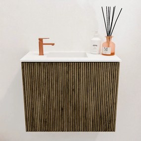 Mondiaz Joya 50cm toiletmeubel dusk met wastafel faye links 1 kraangat talc
