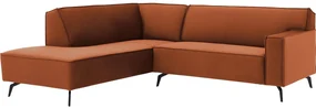 Goossens Basic Hoekbank Edolo oranje, stof, urban industrieel met ligelement links