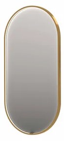 INK SP28 spiegel - 40x4x80cm ovaal in stalen kader incl dir LED - verwarming - color changing - dimbaar en schakelaar - geborsteld mat goud 8409402
