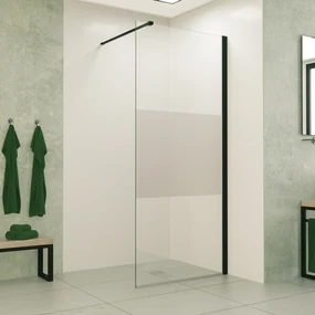 Mueller Slimline inloopdouche 80cm schaamband anti-kalk inclusief mat zwart profiel & stang