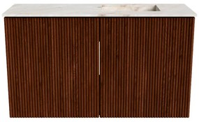 Mondiaz Joya DLux 70cm toiletmeubel ruby met wastafel faye rechts 1 kraangat frappe
