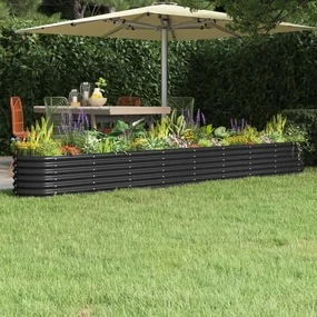 vidaXL Plantenbak 332x40x36 cm gepoedercoat staal antracietkleurig