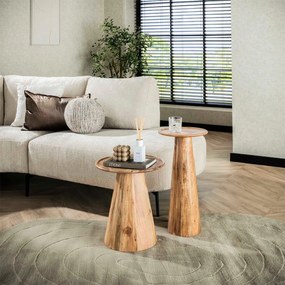 Ronde Bijzettafelset Massief Acacia - 30 X 30cm.