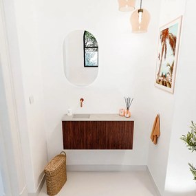 Mondiaz Joya DLux 90cm toiletmeubel ruby met wastafel faye links zonder kraangat opalo