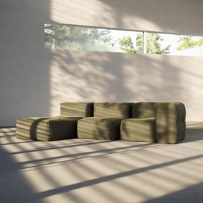 Soft Zitzak Indoor 3 Seater + Lounger - Corduroy Olive