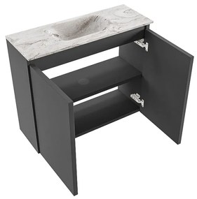 Mondiaz Ture DLux toiletmeubel 60cm dark grey met wastafel glace midden met kraangat