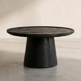 Zwarte Salontafel Mangohout Rond 65 Cm - 65 X 65cm.