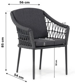 Tuinset Ronde Tuintafel 4 personen 130 cm Rope Grijs  Coco Dalice/Montana