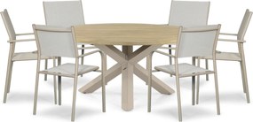 Tuinset Ronde Tuintafel 6 personen 160 cm Aluminium Taupe Presto Brentino/Rockville