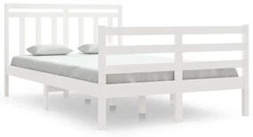 vidaXL Bedframe massief hout wit 120x190 cm 4FT Small Double