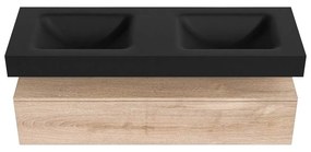 Zaro Alan badmeubel 140cm washed oak 1 lade met vrijhangende wastafel cloud dubbel 2 kraangaten urban