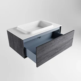 Mondiaz Erin 80cm badmeubel Antracite met 1 lade en witte wastafel midden 1 kraangat