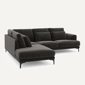 Hoekbank links fluweel chenille Marsile