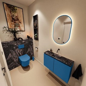 Mondiaz Ture DLux toiletmeubel 80cm jeans met wastafel lava midden zonder kraangat