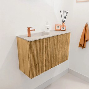 Mondiaz Joya DLux 70cm toiletmeubel ronding rechts oak met wastafel faye links 1 kraangat ostra