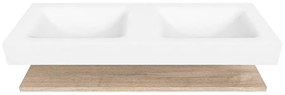 Zaro Alan badmeubel 130cm met planchet washed oak en vrijhangende wastafel cloud dubbel zonder kraangat talc