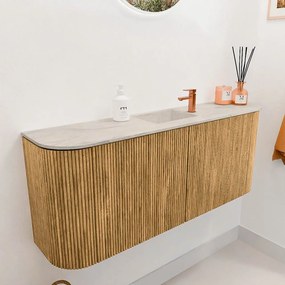 Mondiaz Joya DLux 105cm toiletmeubel ronding links/rechts oak met wastafel faye midden 1 kraangat ostra