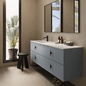 Muebles Avila badmeubel ribbelfront 160cm baby blauw met wastafel links met kraangat