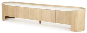 Eleonora Don Tv-meubel Eiken Met Wit Marmer 240 Cm - 240x45x50cm.