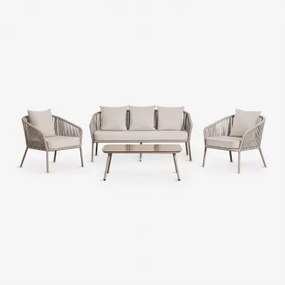 Tuinset Met 2-zitsbank, 2 Stoelen Van Gevlochten Touw En Salontafel Arhiza Moka Bruin - Sklum