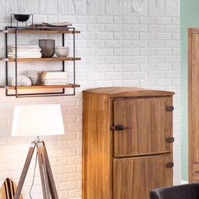 Wandrek Van Hout En Metaal 60x60 Cm - 60x22x60cm.