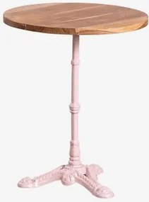 Azteca Ronde Barkruk Van Acaciahout Ø60 Cm & Acaciahout - Suikerspinroze - Sklum