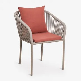 Set Van 4 Tuinstoelen Met Armleuningen In Gevlochten Touw Arhiza Classic Mokka Bruin - Terracotta - Sklum