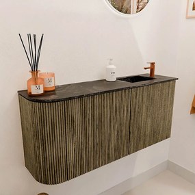 Mondiaz Joya DLux 90cm toiletmeubel ronding links dusk met wastafel faye rechts 1 kraangat lava