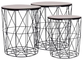 vidaXL Salontafels 3 st zwart