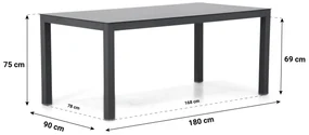 Tuinset 4 personen 180 cm Kunststof Grijs Hartman Sophie