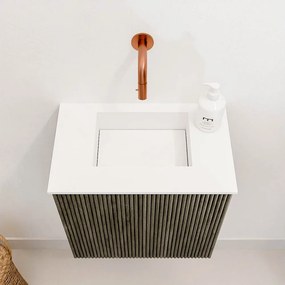 Mondiaz Joya 40cm toiletmeubel shadow met wastafel faye midden zonder kraangat talc