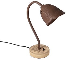 Landelijke tafellamp roestbruin met houten voet - Rax Landelijk / Rustiek GU10 rond Binnenverlichting Lamp