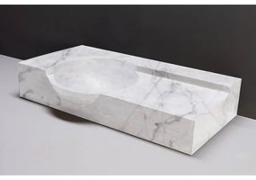 Forzalaqua Laguna wastafel 80x40x12cm Rechthoek 1 kraangat Natuursteen Carrara gepolijst 100490