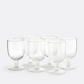 Set van 6 glazen op voet in bubbelglas, Faraji